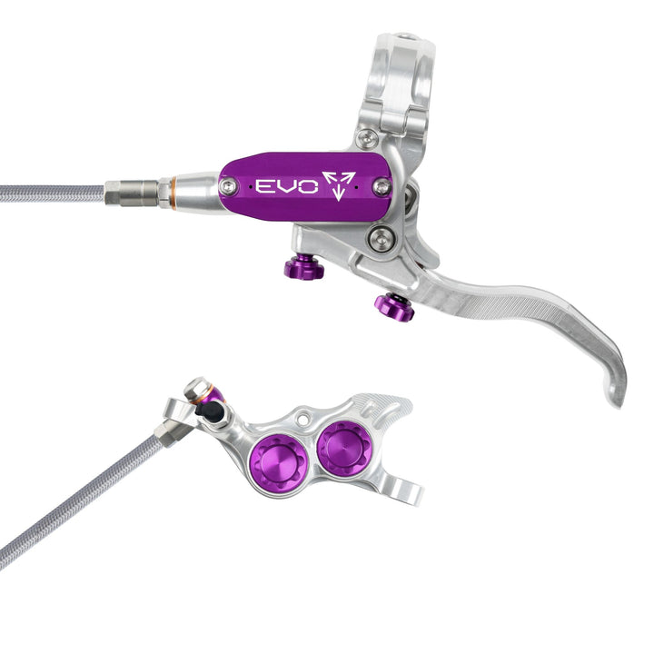 Hope EVO TR4 Mountain Bike Disc Brake with Braided Hose Silver/Purple Left