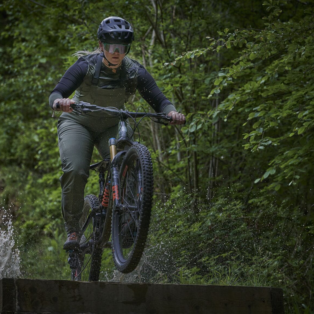 Madison DTE 3-Layer Waterproof Mountain Bike Bib Trousers In Action