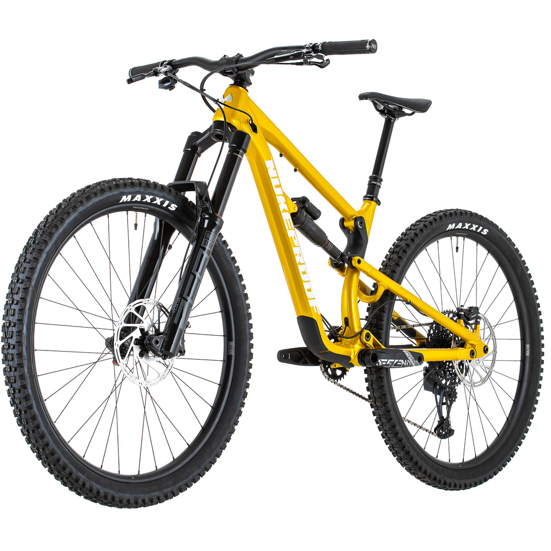 Nukeproof Mega Pro 297 Bike Turmeric Yellow Front Non Drive Side