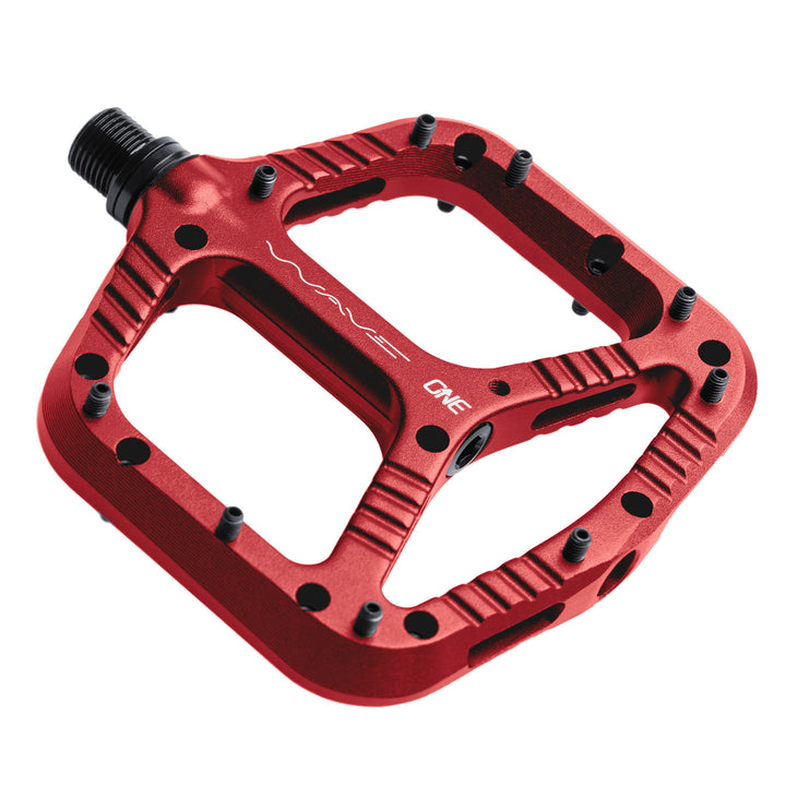 OneUp Components Wave Mountain Bike Pedals Red Angled View