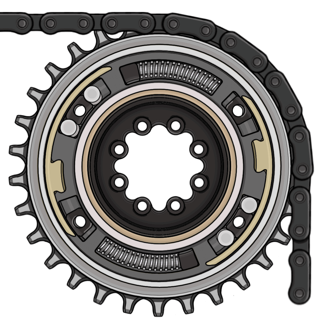 Rimpact Chain Damper Mountain Bike Chain Isolation Device Showing Chain Movement