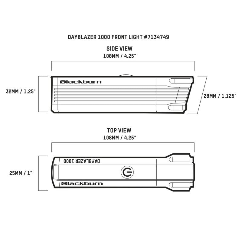 Blackburn Dayblazer 1000 Front Light Dimensions