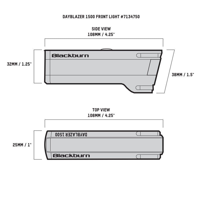 Blackburn Dayblazer 1500 Front Light Dimensions