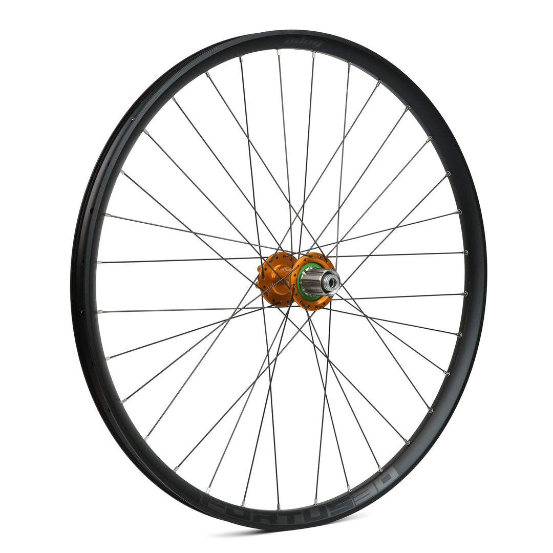 Hope Fortus 29" Rear Wheel 150/157 mm DH 7 Speed Hub Shimano HG Steel Orange