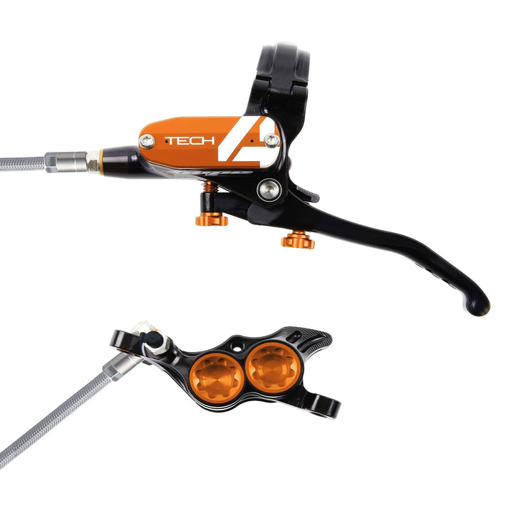 Hope Tech 4 Black Orange T4 E4 Braided Disc Brake