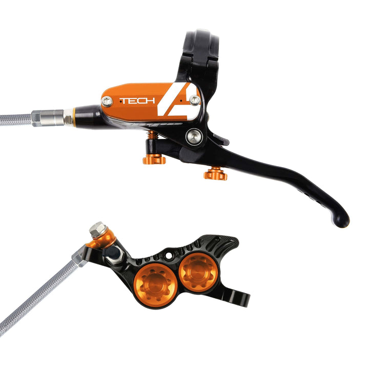 Hope Tech 4 Black Orange T4 V4 Braided Disc Brake