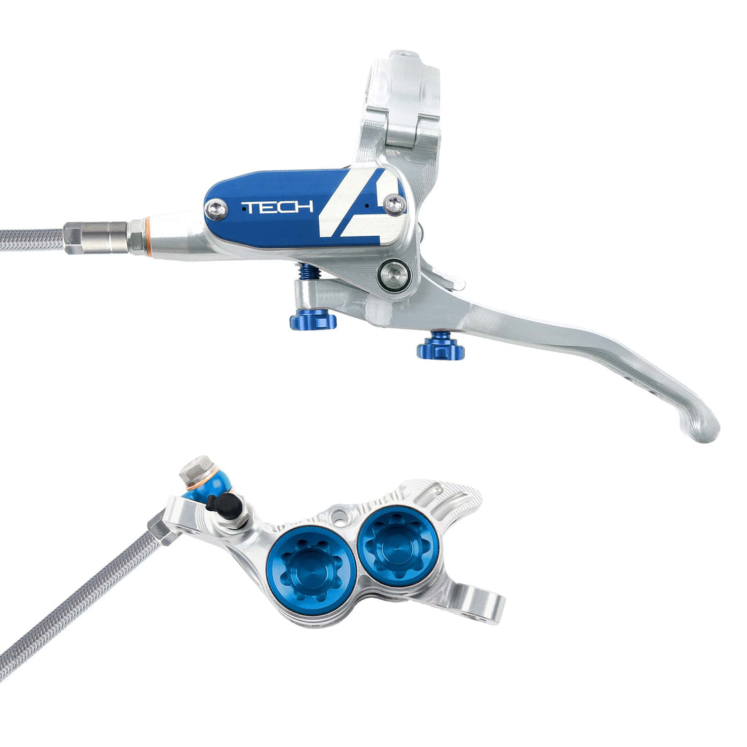 Hope Tech 4 Silver Blue T4 V4 Braided Disc Brake