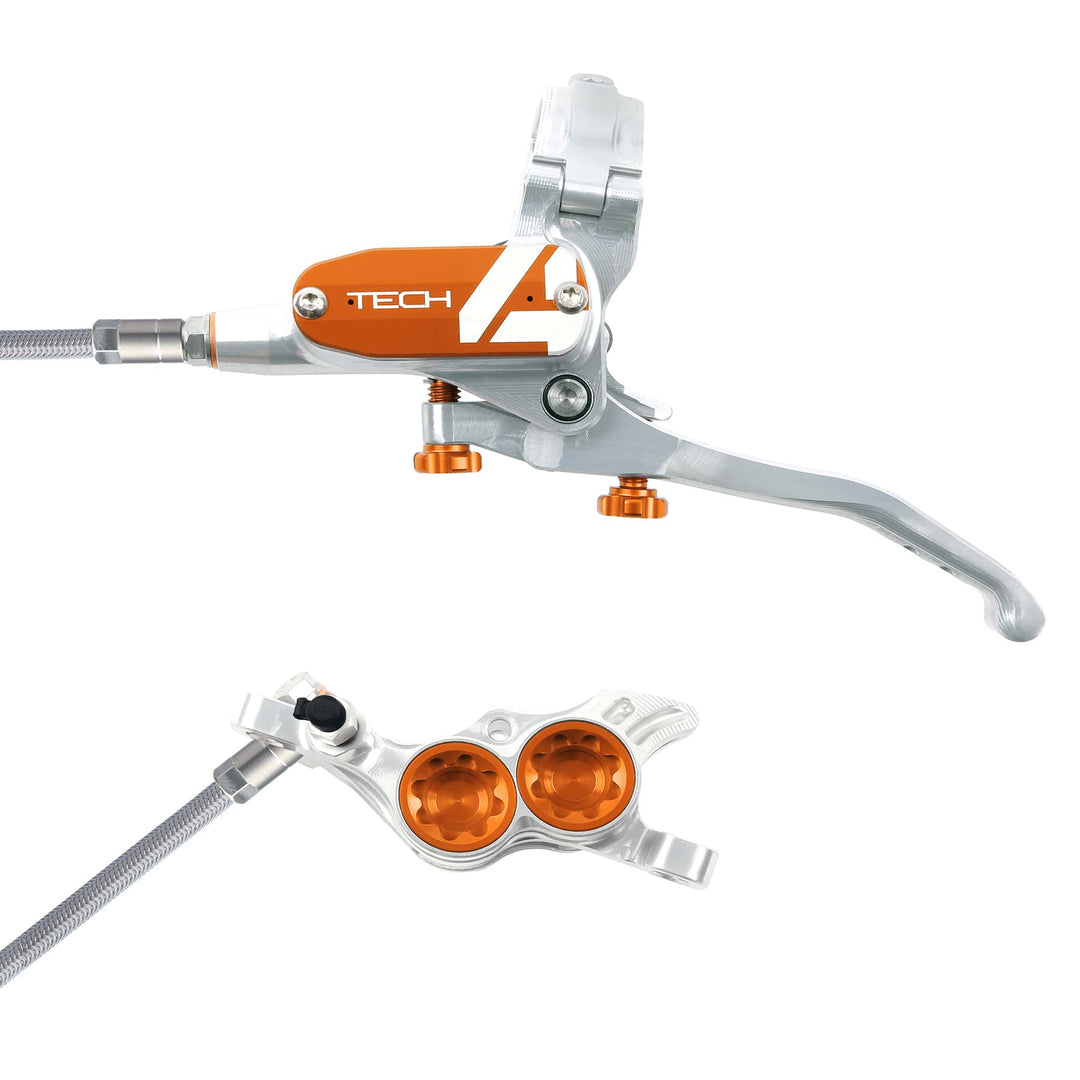 Hope Tech 4 Silver Orange T4 E4 Braided Disc Brake