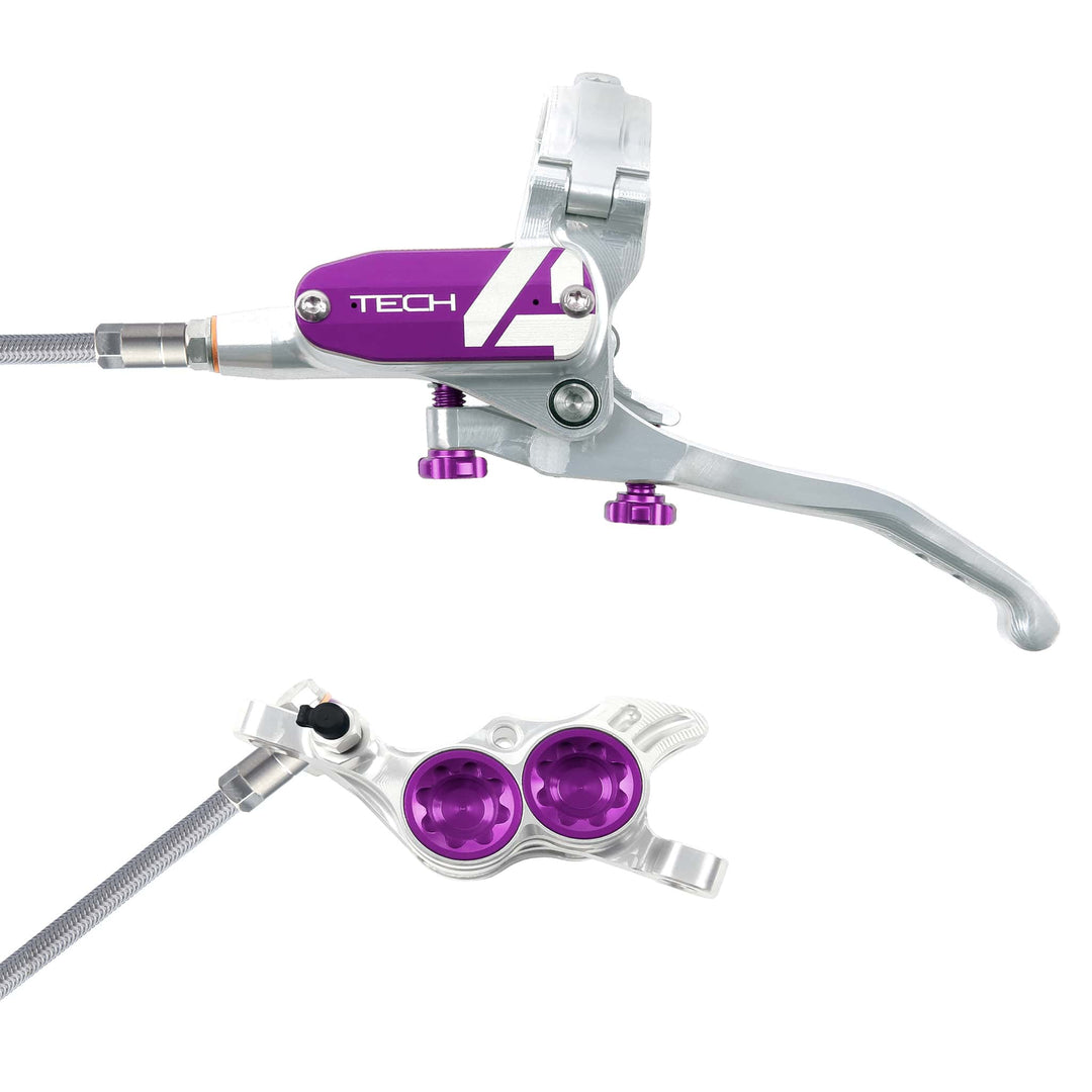 Hope Tech 4 Silver Purple T4 E4 Braided Disc Brake