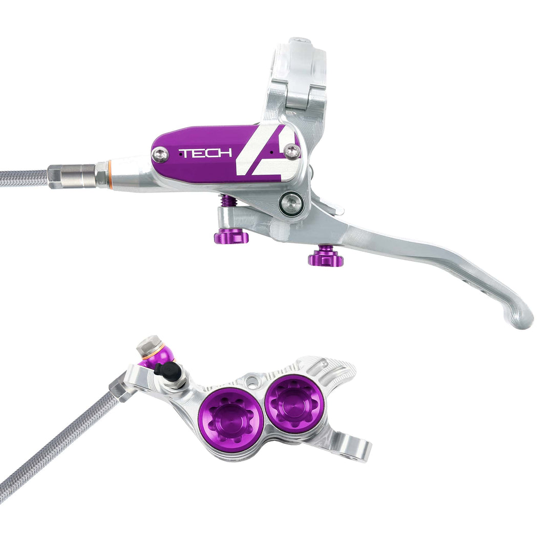 Hope Tech 4 Silver Purple T4 V4 Purple Braided Disc Brake