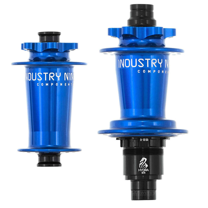 Industry Nine Hydra Hubs (Pair) Blue I9 Logo Side