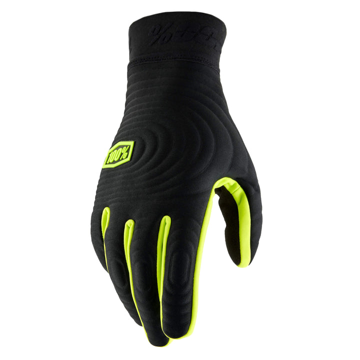 100% Brisker Extreme Cold Weather Mountain Bike Gloves Black & Yellow