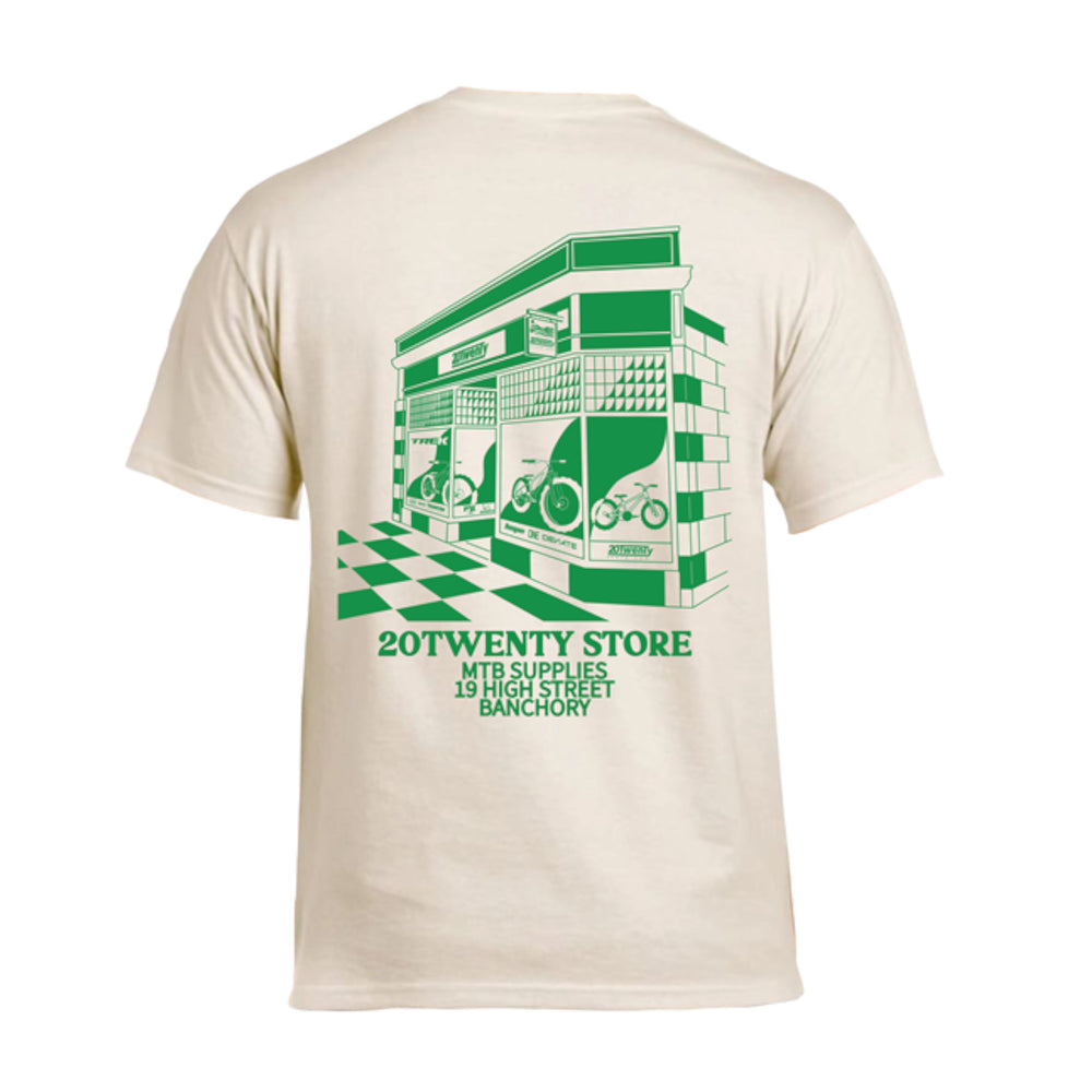 20Twenty MTB Supplies Banchory Shop Tee Shirt Natural/Green
