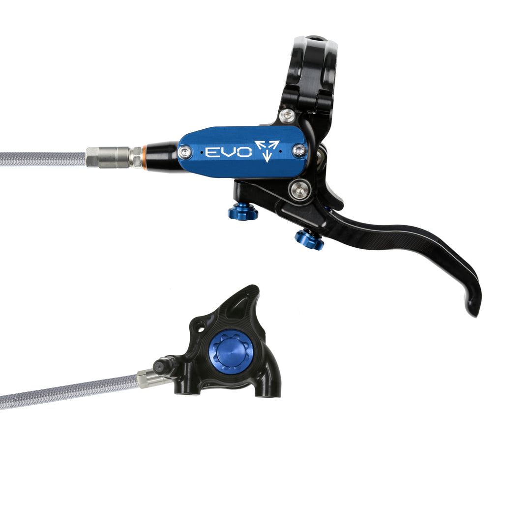 Hope Tech EVO X2 Flat Mount Mountain Bike Brakes Braided Hose Left Hand Lever Black/Blue