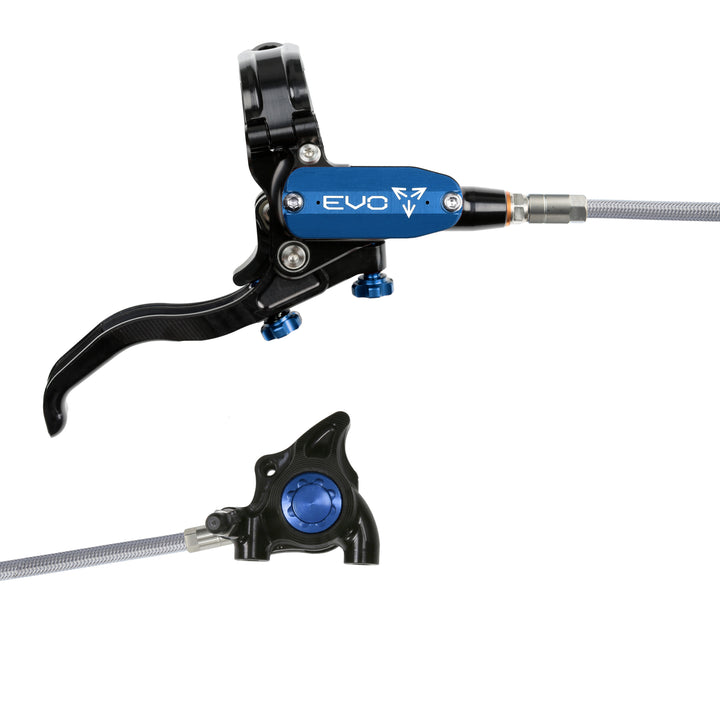 Hope Tech EVO X2 Flat Mount Mountain Bike Brakes Braided Hose Right Hand Lever Black/Blue