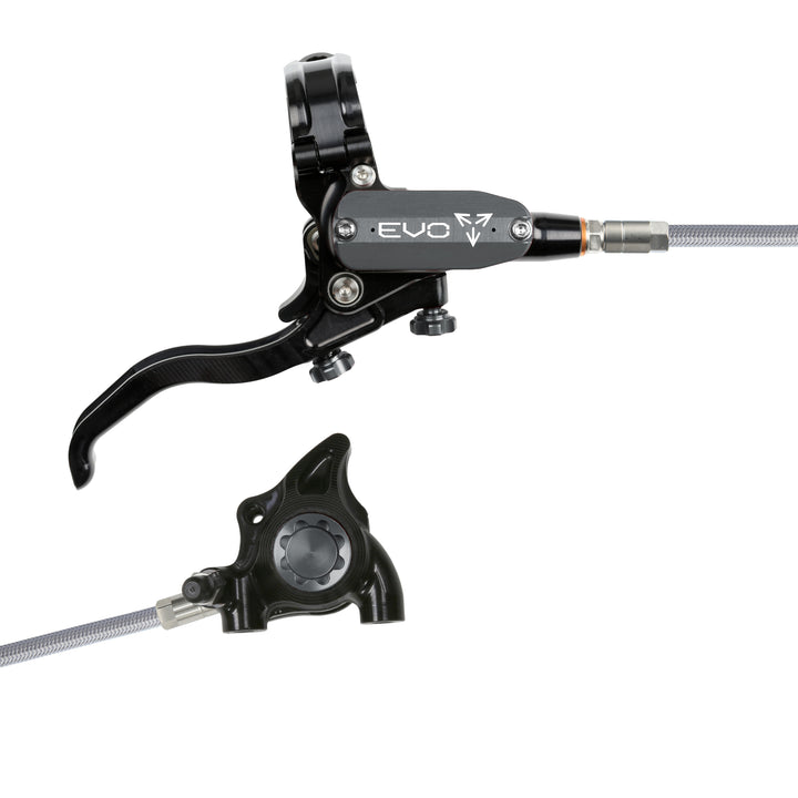 Hope Tech EVO X2 Flat Mount Mountain Bike Brakes Braided Hose Right Hand Lever Black/Smoke
