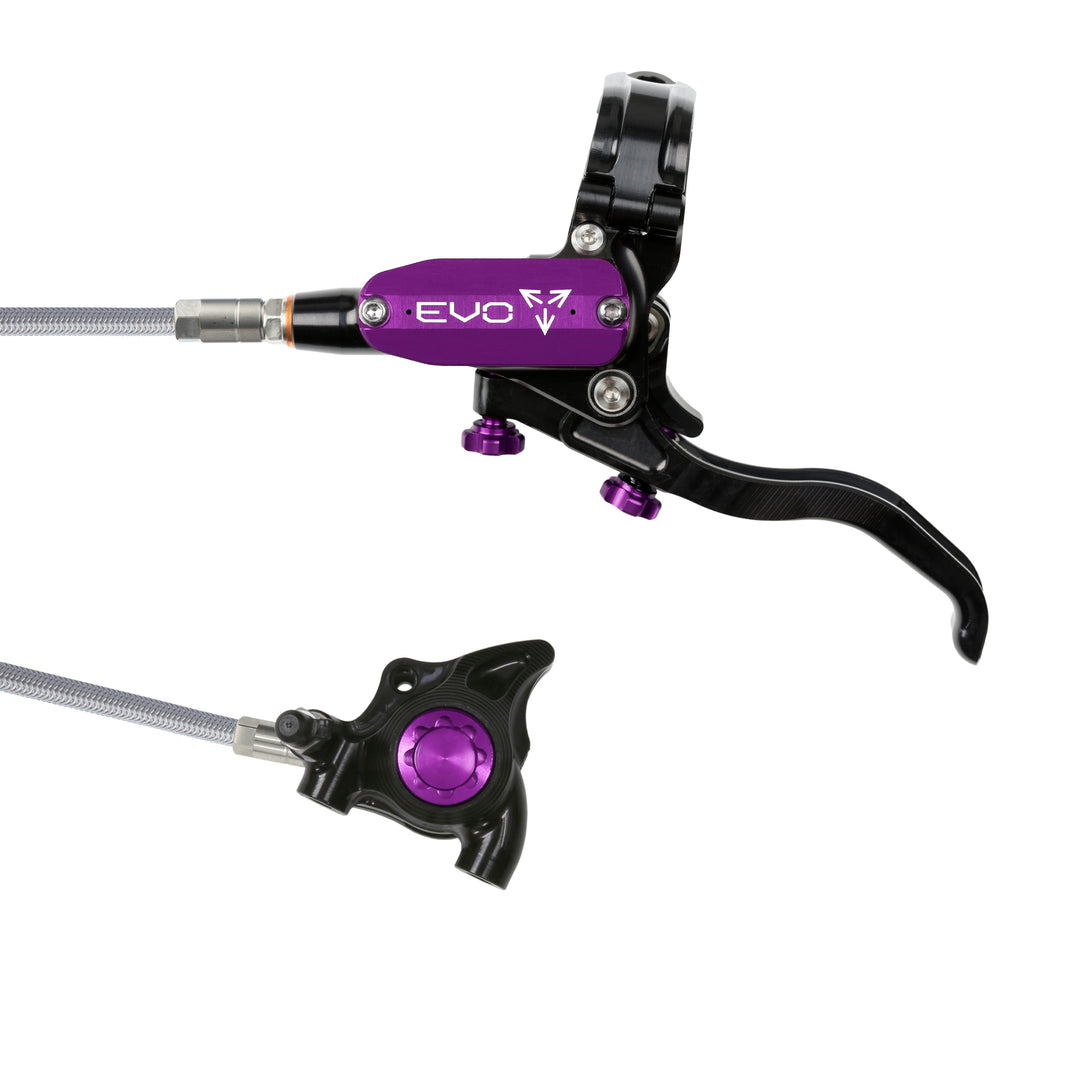 Hope Tech EVO X2 Flat Mount Mountain Bike Brakes Braided Hose Left Hand Lever Black/Purple