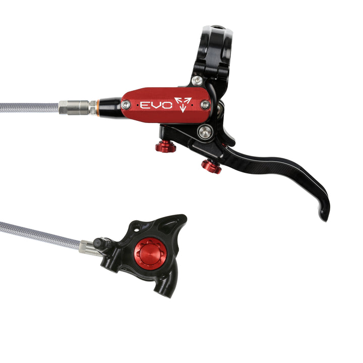 Hope Tech EVO X2 Flat Mount Mountain Bike Brakes Braided Hose Left Hand Lever Black/Red