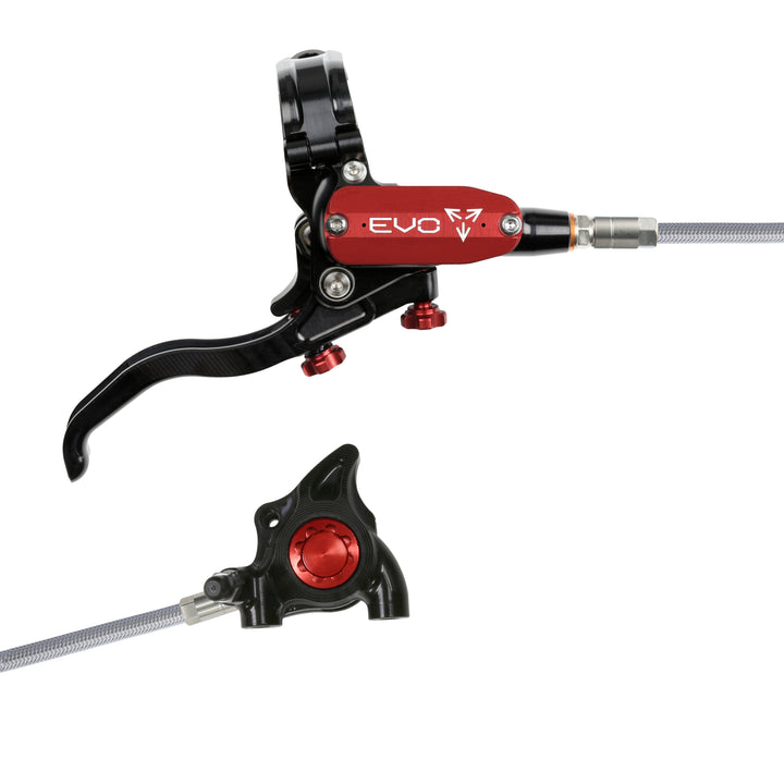 Hope Tech EVO X2 Flat Mount Mountain Bike Brakes Braided Hose Right Hand Lever Black/Red