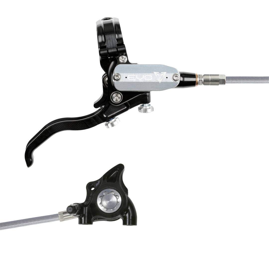 Hope Tech EVO X2 Flat Mount Mountain Bike Brakes Braided Hose Right Hand Lever Black/Silver