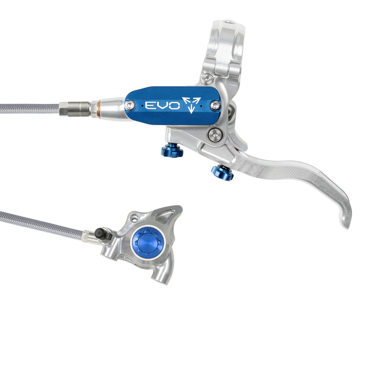 Hope Tech EVO X2 Flat Mount Mountain Bike Brakes Braided Hose Left Hand Lever Silver/Blue
