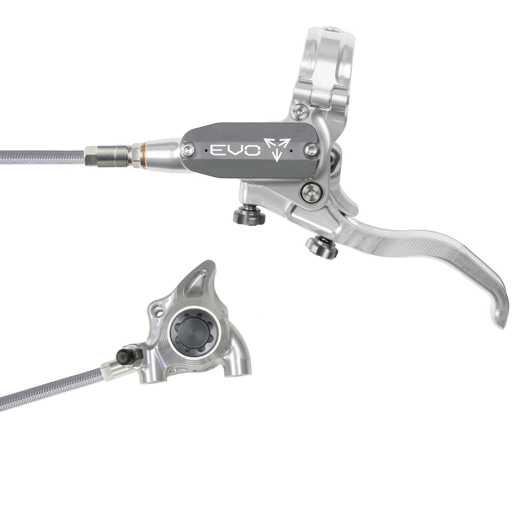 Hope Tech EVO X2 Flat Mount Mountain Bike Brakes Braided Hose Left Hand Lever Silver/Smoke