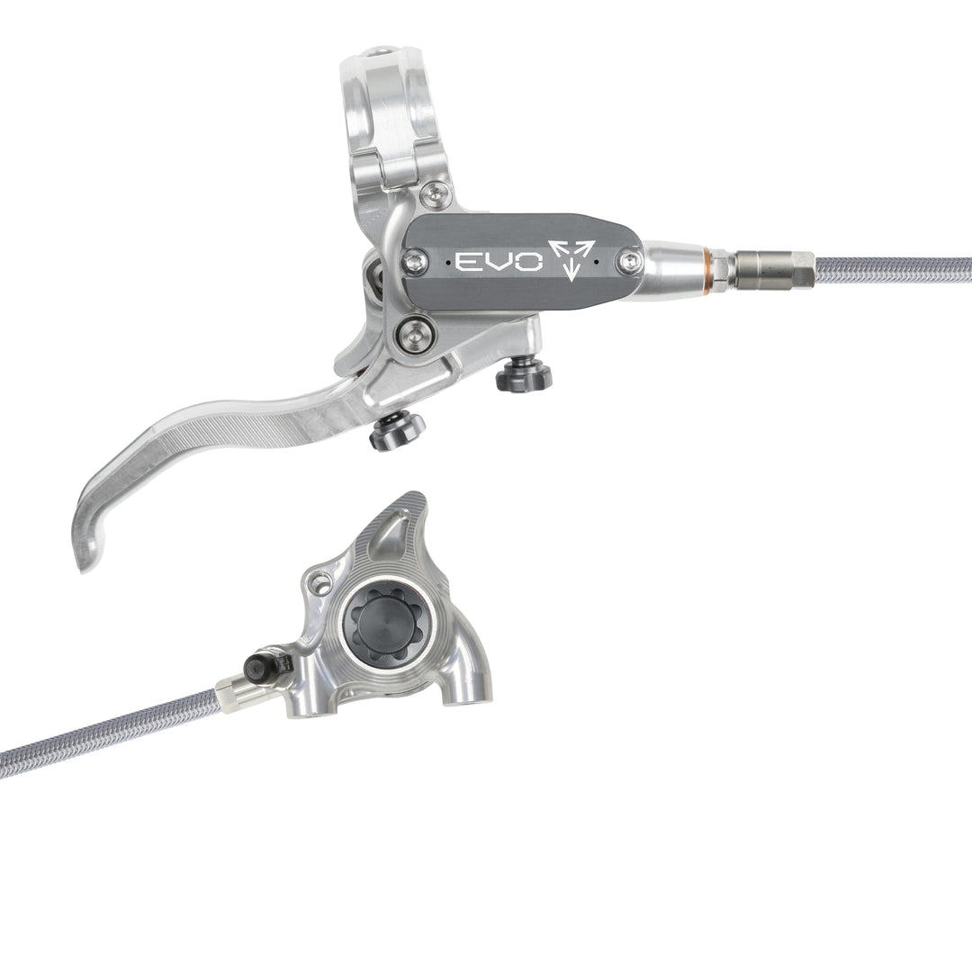 Hope Tech EVO X2 Flat Mount Mountain Bike Brakes Braided Hose Right Hand Lever Silver/Smoke