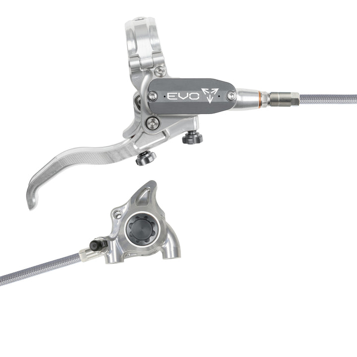 Hope Tech EVO X2 Flat Mount Mountain Bike Brakes Braided Hose Right Hand Lever Silver/Smoke