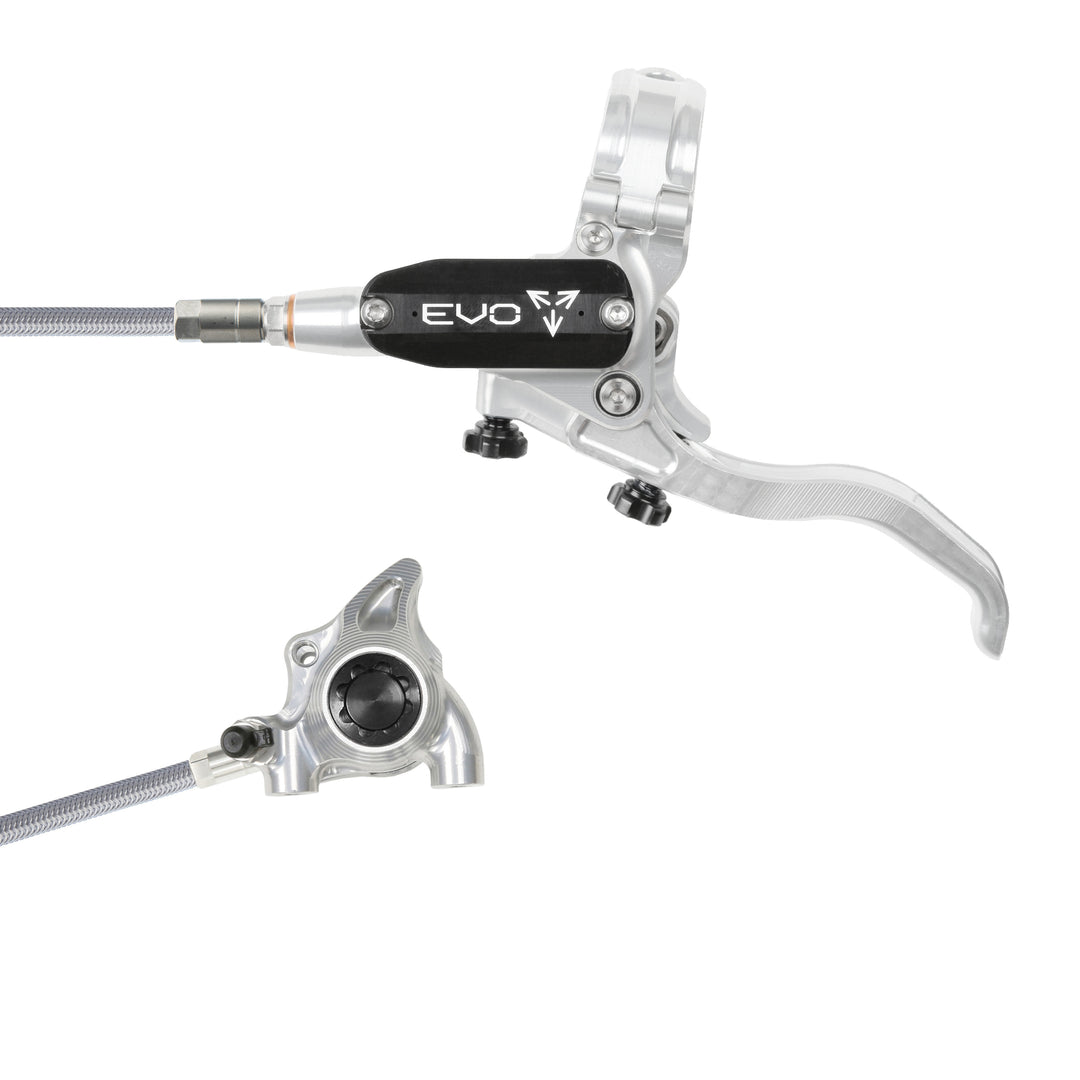 Hope Tech EVO X2 Flat Mount Mountain Bike Brakes Braided Hose Left Hand Lever Silver/Black