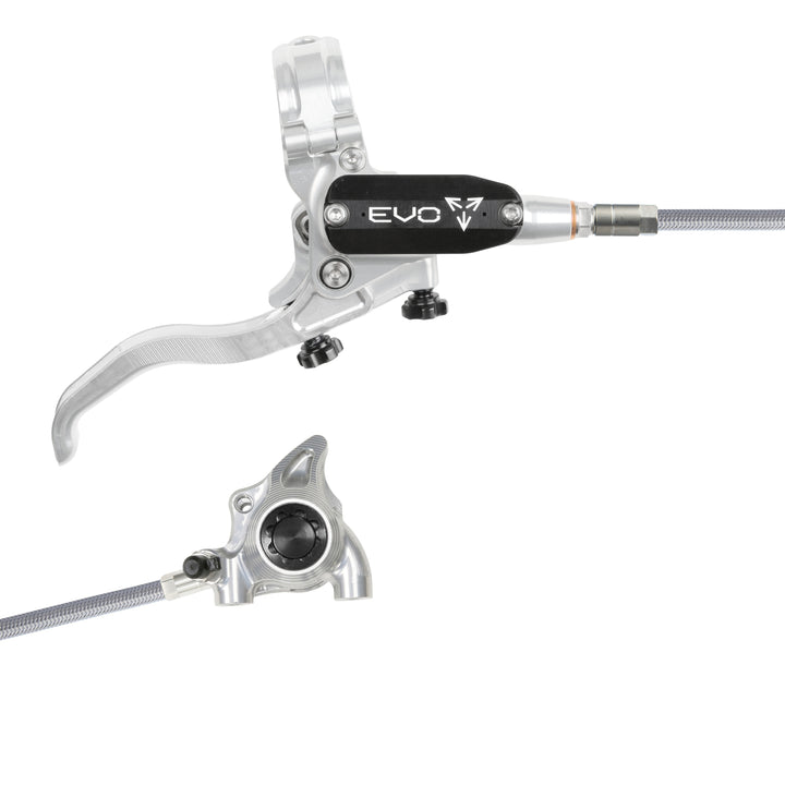 Hope Tech EVO X2 Flat Mount Mountain Bike Brakes Braided Hose Right Hand Lever Silver/Black