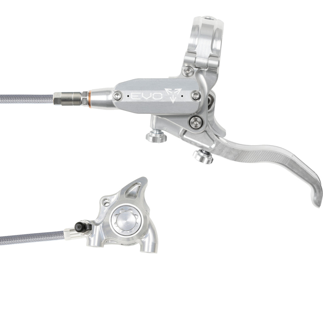 Hope Tech EVO X2 Flat Mount Mountain Bike Brakes Braided Hose Left Hand Lever Silver/Silver
