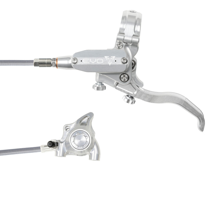 Hope Tech EVO X2 Flat Mount Mountain Bike Brakes Braided Hose Left Hand Lever Silver/Silver