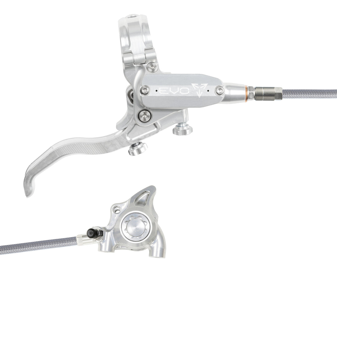 Hope Tech EVO X2 Flat Mount Mountain Bike Brakes Braided Hose Right Hand Lever Silver/Silver