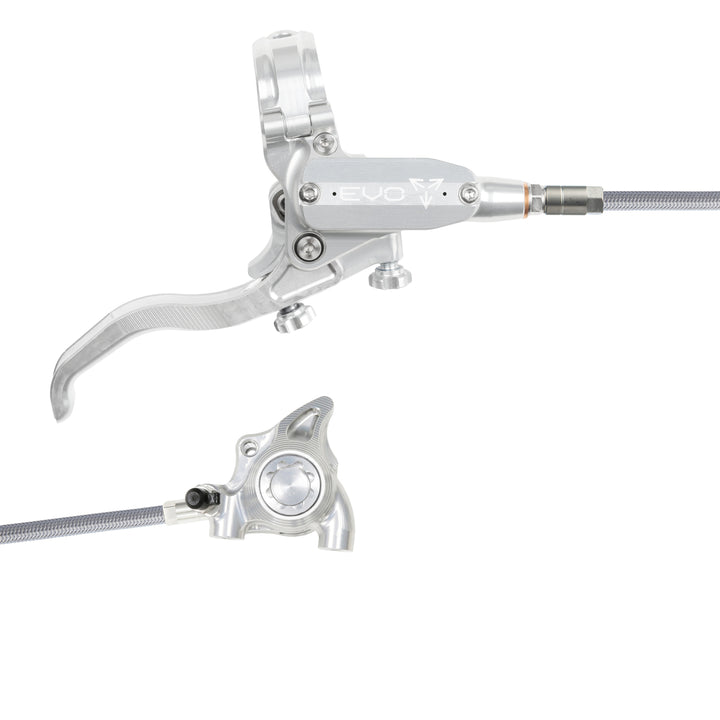 Hope Tech EVO X2 Flat Mount Mountain Bike Brakes Braided Hose Right Hand Lever Silver/Silver
