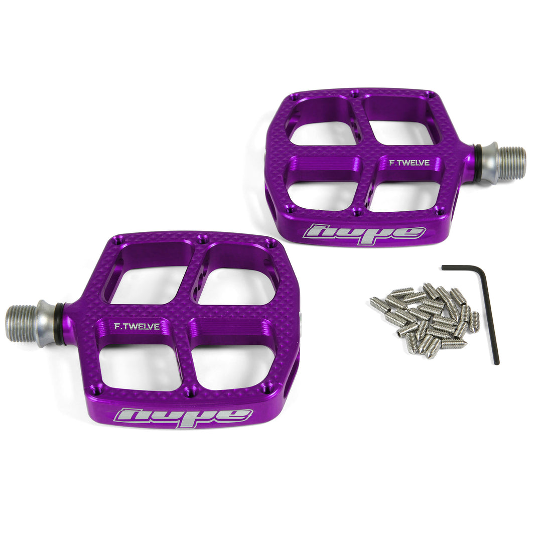 Hope F12 Small Flat Mountain Bike Pedals  Purple