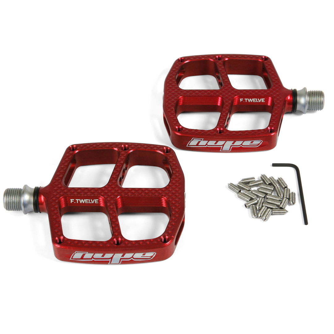 Hope F12 Small Flat Mountain Bike Pedals Red