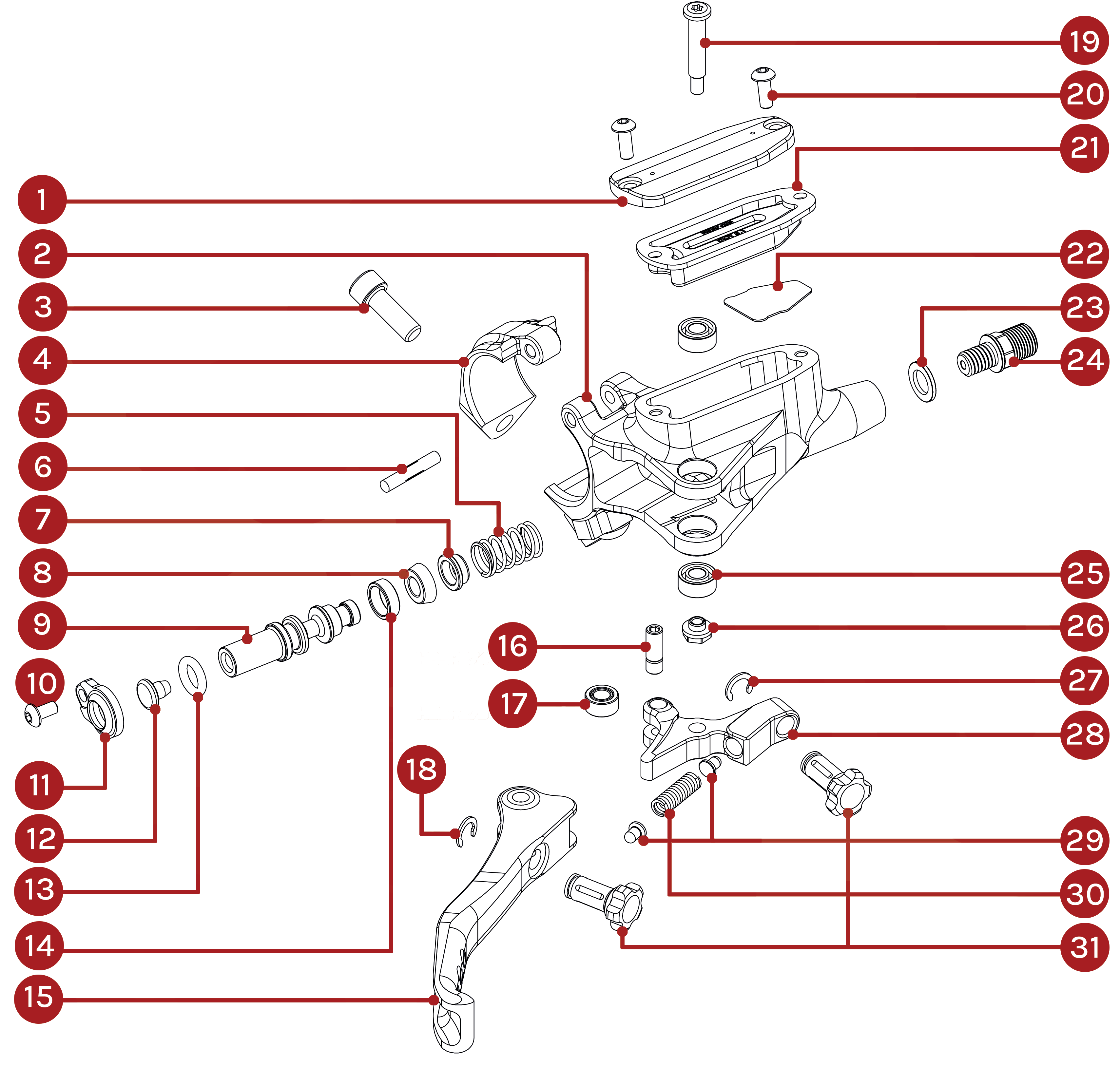 Hope Tech 4 Master Cylinder Parts Diagram