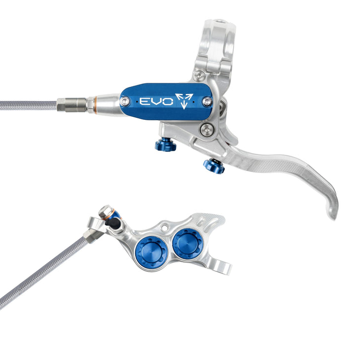 Hope EVO TR4 Mountain Bike Disc Brake with Braided Hose Silver/Blue Left