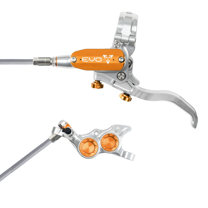 Hope EVO TR4 Mountain Bike Disc Brake with Braided Hose Silver/Orange Left