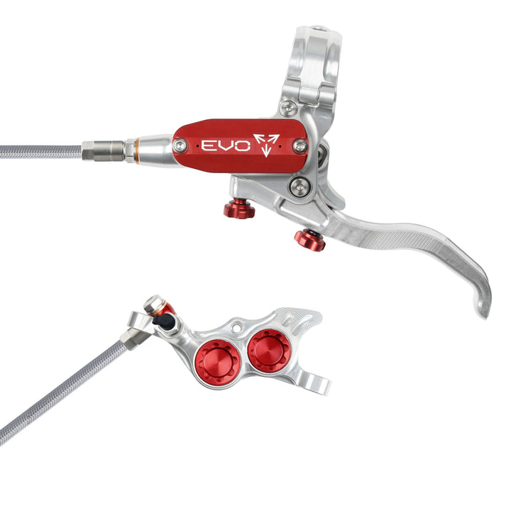 Hope EVO TR4 Mountain Bike Disc Brake with Braided Hose Silver/Red Left