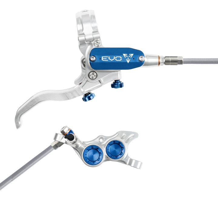 Hope EVO TR4 Mountain Bike Disc Brake with Braided Hose Silver/Blue Right