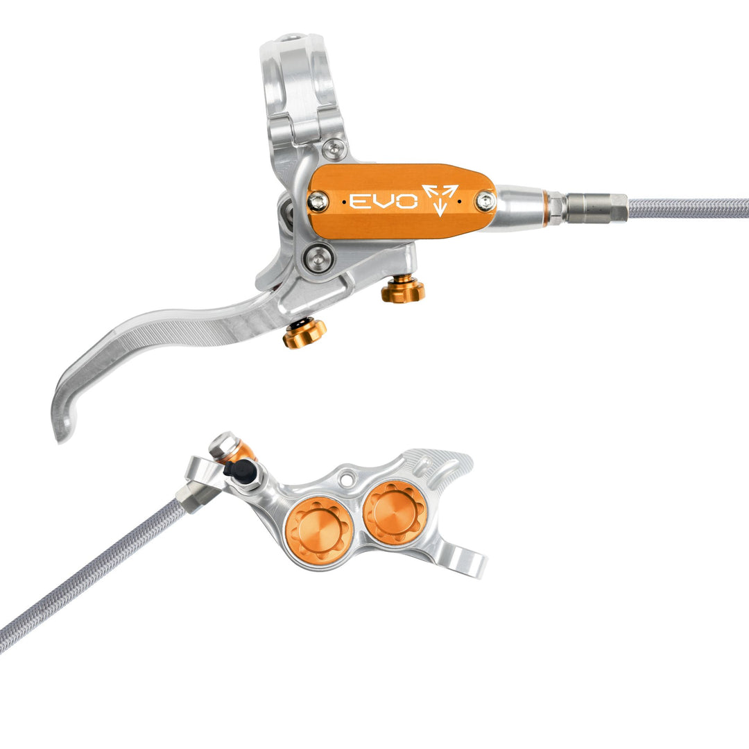 Hope EVO TR4 Mountain Bike Disc Brake with Braided Hose Silver/Orange Right