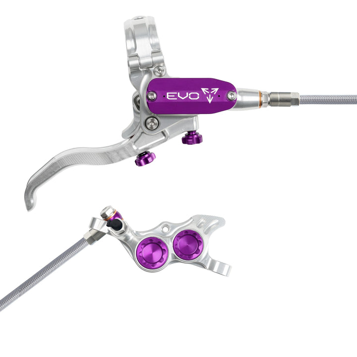 Hope EVO TR4 Mountain Bike Disc Brake with Braided Hose Silver/Purple Right