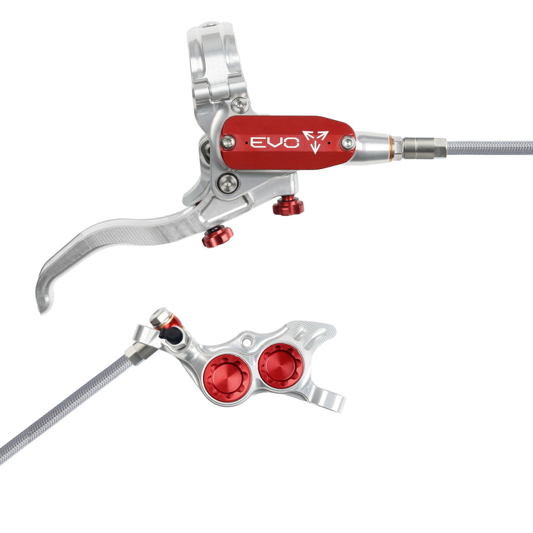 Hope EVO TR4 Mountain Bike Disc Brake with Braided Hose Silver/Red Right