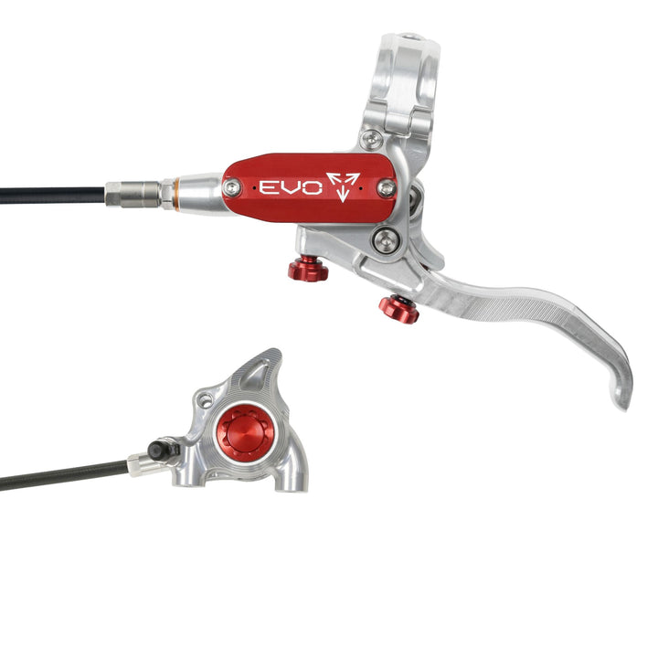 Hope EVO X2 Flat Mount Mountain Bike Disc Brake Silver/Red Left