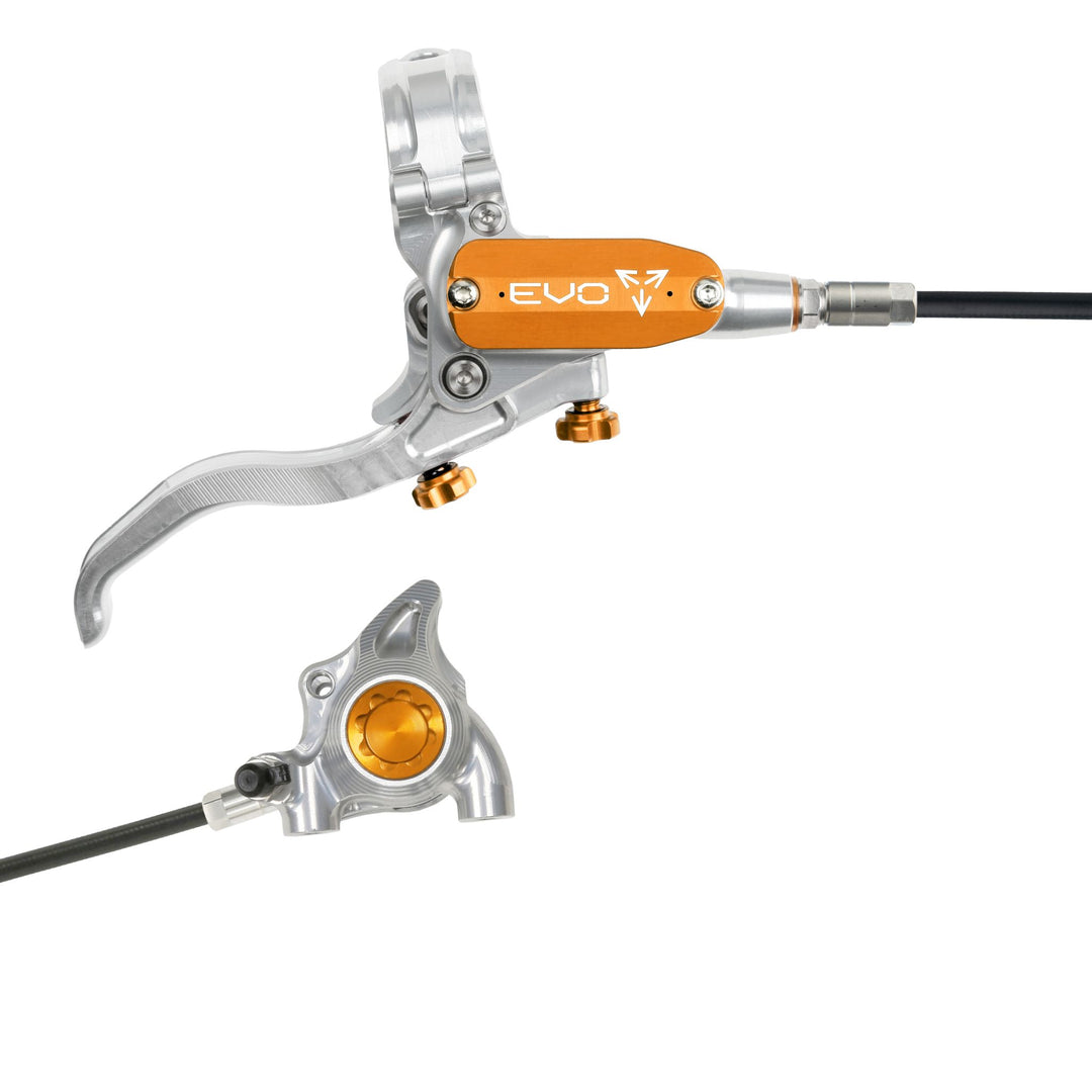 Hope EVO X2 Flat Mount Mountain Bike Disc Brake Silver/Orange Right