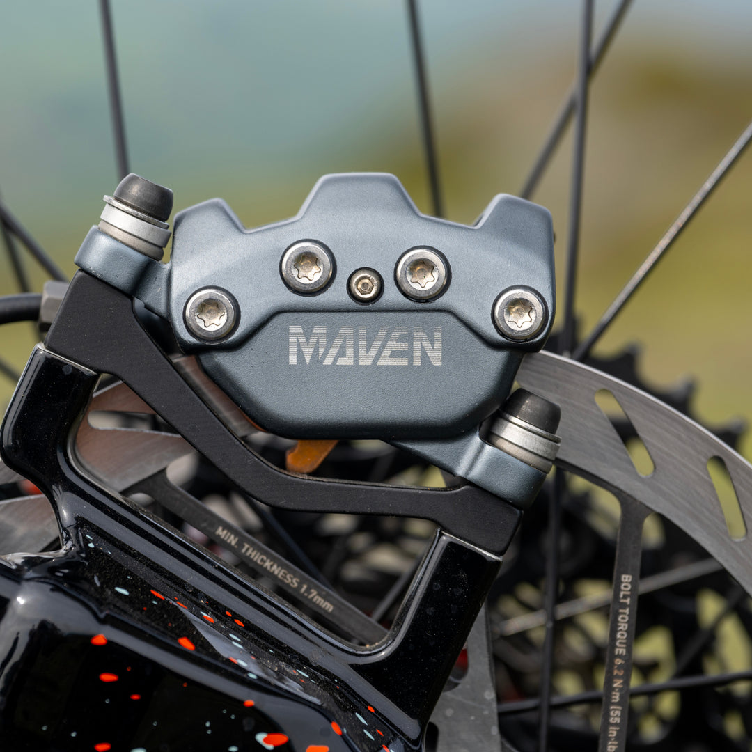 Close up of a Marin Alpine Trail 2 SRAM Maven brake