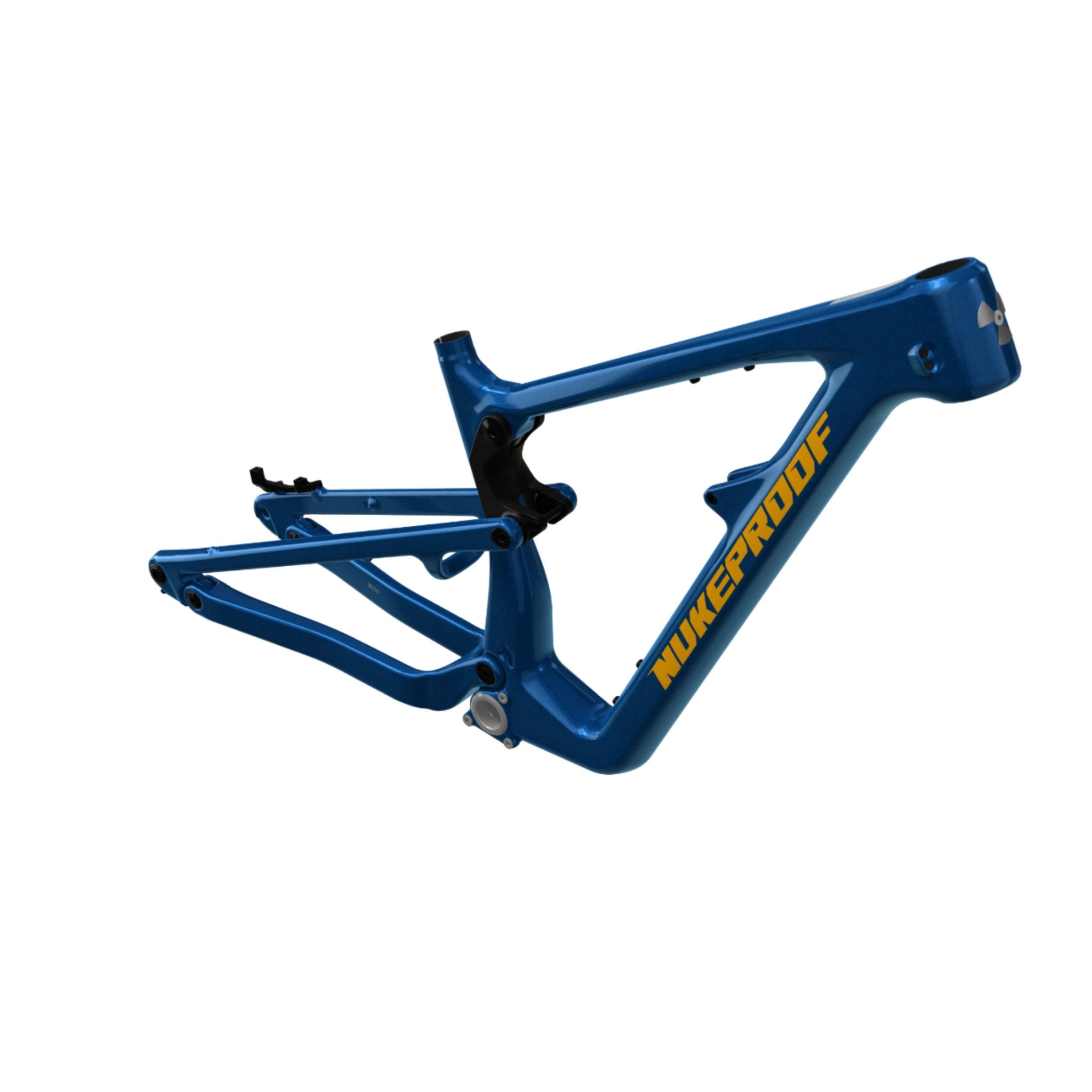 Nukeproof Mega Carbon Mountain Bike Frame Kracken Blue Yellow Chrome