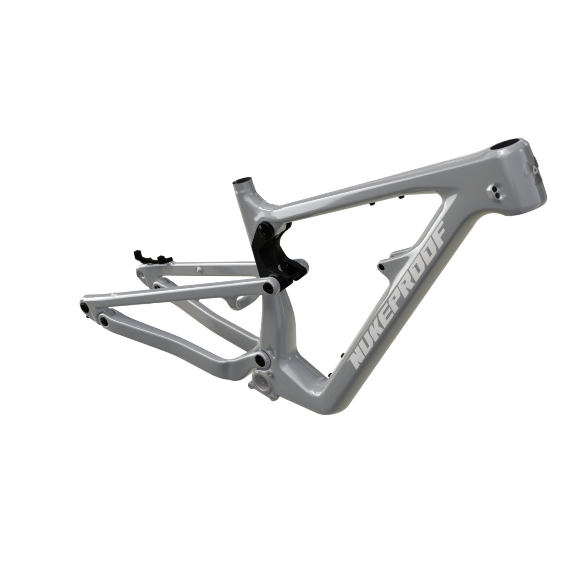 Nukeproof Mega Carbon Mountain Bike Frame Concrete Grey White Chrome