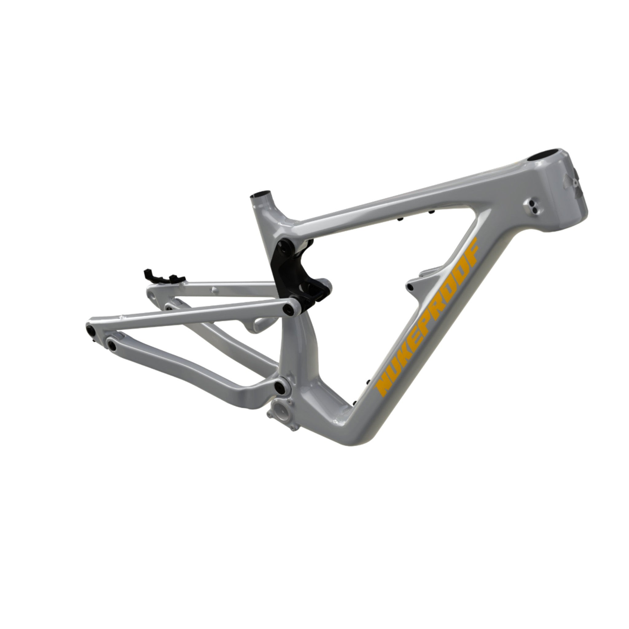 Nukeproof Mega Carbon Mountain Bike Frame Concrete Grey Yellow Chrome